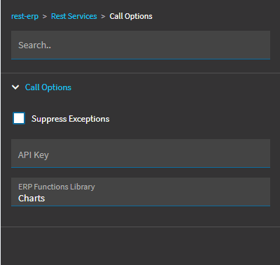 rest-erp Call Options with Suppress Exceptions, API Key and the function library in ERP Functions Library
