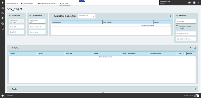 Data View designer for a chart view with Server Schema ERP, no BAQ and no columns