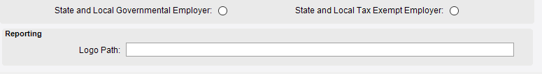 A Logo Path field in a Reporting group on the company configuration screen